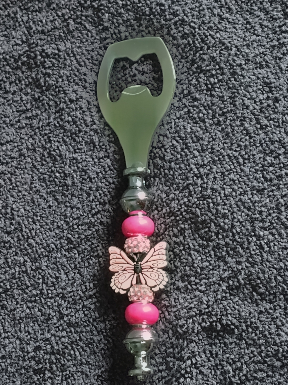 Beaded Butterfly Bottle Opener - Pink Accent